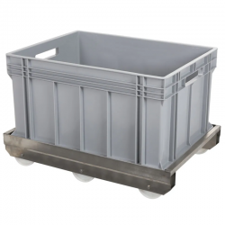 Chariot roule bac | Double roule bac inox 800 x 600 mm roues polypropylène en bascules | BRO-3280100