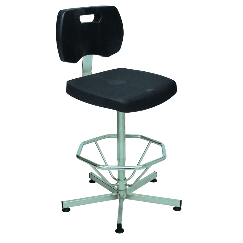 Siège Inox | Chaise Inox 316L repose pieds assise et dossier polyuréthane Kango 750 mm | KAN-0006