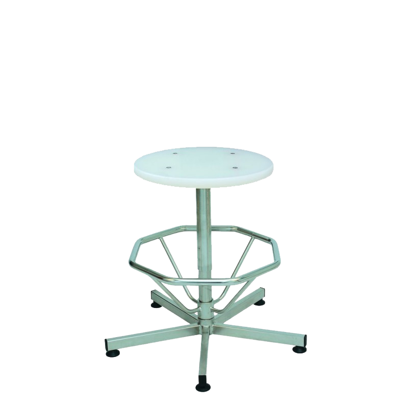 Siège Inox | Tabouret Inox 316L avec repose pieds assise en V-Korr Kango 730 mm | KAN-0042