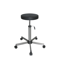 Siège Inox | Tabouret Inox sur roulettes assis en polyuréthane noire Kango 800 mm | KAN-0604