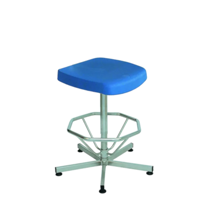 Siège Inox | Siège semi-assis Inox 316L avec repose pieds assise polyuréthane Kango 750 mm | KAN-0304