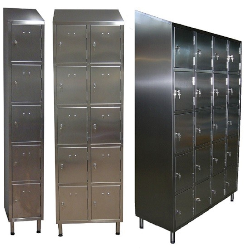 Armoire inox à casiers | Armoire vestiaire inox avec 5, 10, 15, 20 casiers avec portes | X-40070502-441_1