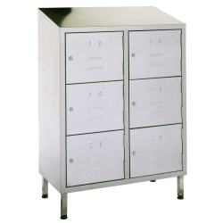 Armoire inox à casiers | Armoire vestiaire inox avec 6 casiers et portes | X-40076-441_1