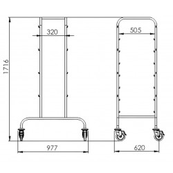 Chariot de transfert inox | Chariot de bloc inox à compartiment central et étagères coulissantes ST301 | AGE-ST301