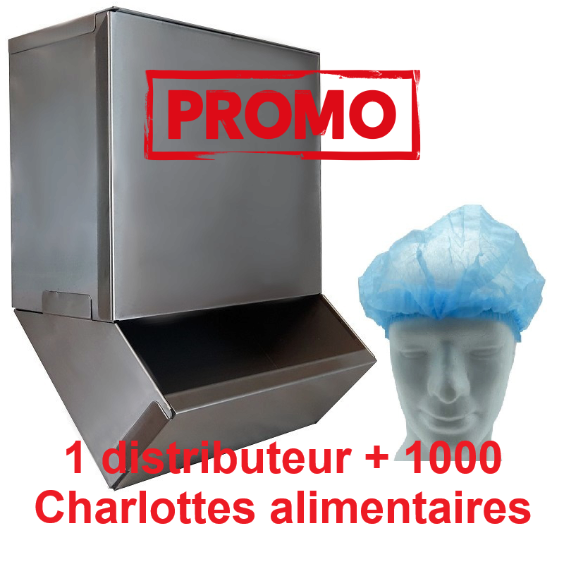 Protection et sécurité détectable | Distributeur inox avec 1000 Charlottes alimentaires bleues | D-009DEC-446ND