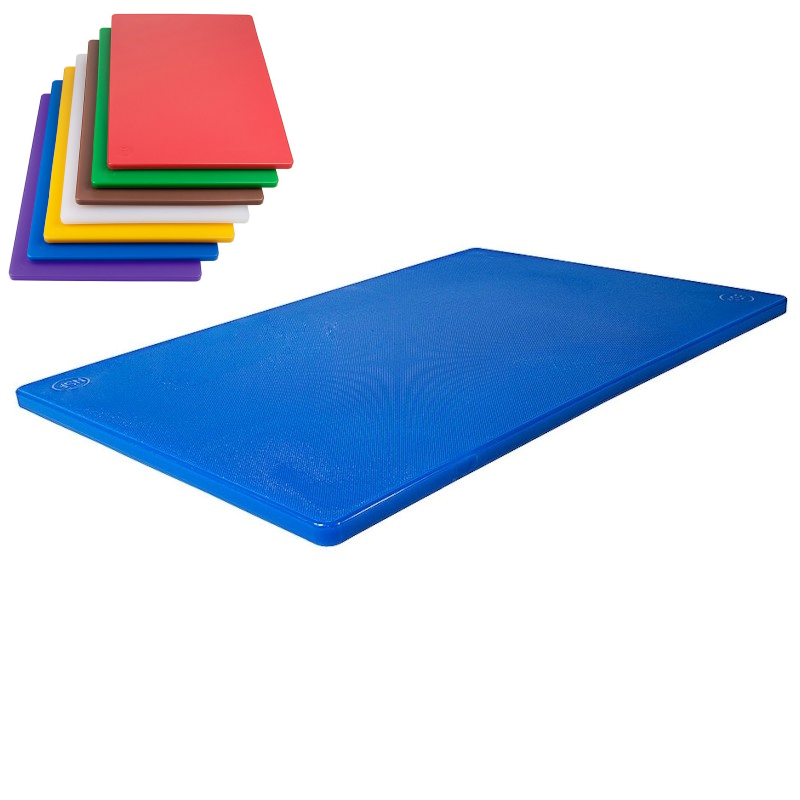 Couteau détectable | Planche à découper plastique PEHD 53 x 32 cm épaisseur 25 mm 7 couleurs