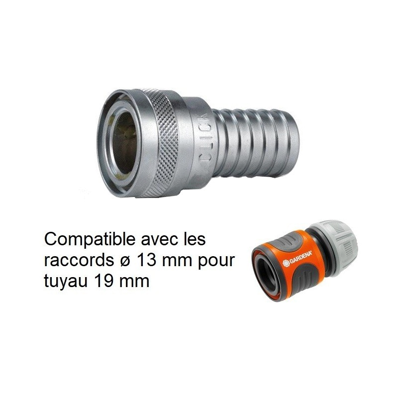 Raccord rapide d'arrosage laiton  | Raccord rapide arrosage laiton chromé NITO 5951SA3 - 1/2" x embout 3/4" | NIT-5951SA3