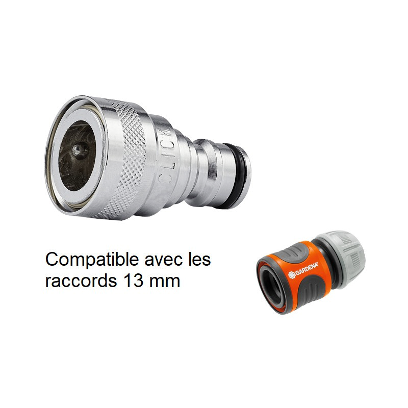 Raccord rapide d'arrosage laiton  | Coupleur laiton chromé NITO 59810A3 femelle 1/2” X mâle 1/2” | NIT-59810A3