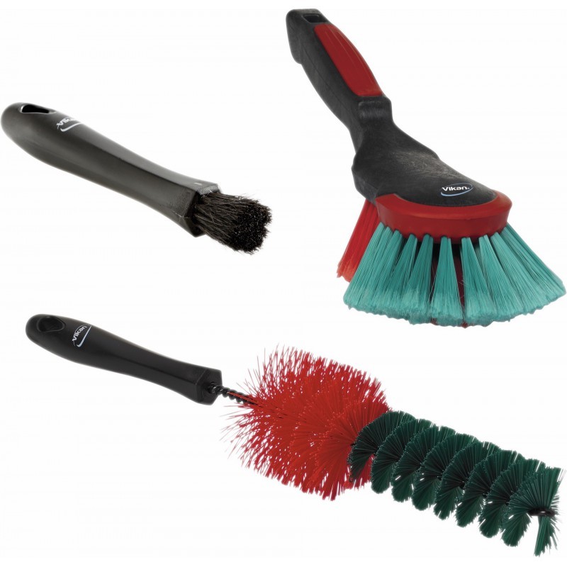 Brosse Transport et voiture | Vikan Pack de nettoyage véhicule 3 brosses Noir 521052 | VIK-521052