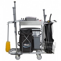 Nettoyage collectivité  | Vikan Chariot de nettoyage toilettes 40 cm Gris 990124 | VIK- 990124