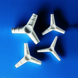 Raccord et tuyau de laboratoire | Raccord à trois voies polypropylène 100 pièces Kartell 6 modèles | KAR-527