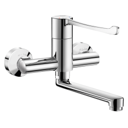 Hygiène & Sécurité | Mitigeur de lavabo mécanique séquentiel mural à bec orientable DELABIE 2436 | DEL-2436
