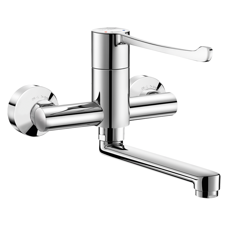 Hygiène & Sécurité | Mitigeur de lavabo mécanique séquentiel mural à bec orientable DELABIE 2436 | DEL-2436 Hygiène & Sécurité | Mitigeur de lavabo mécanique séquentiel mural à bec orientable DELABIE 2436 | DEL-2436