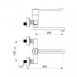 Hygiène & Sécurité | Mitigeur de lavabo mécanique séquentiel mural à bec orientable DELABIE 2436 | DEL-2436
