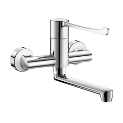 Hygiène & Sécurité | Mitigeur de lavabo mécanique séquentiel mural à bec orientable DELABIE 2436S | DEL-2436S