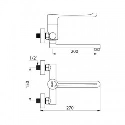 Delabie Robinetterie  | Mitigeur de lavabo mécanique séquentiel mural à bec orientable DELABIE 2436S | DEL-2436S