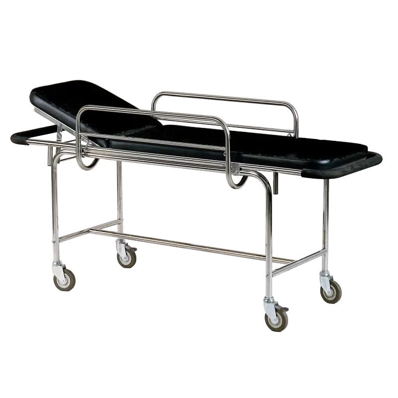 Matériel médical | Chariot brancard en inox sellerie simili cuir noir | AGE-986F_1