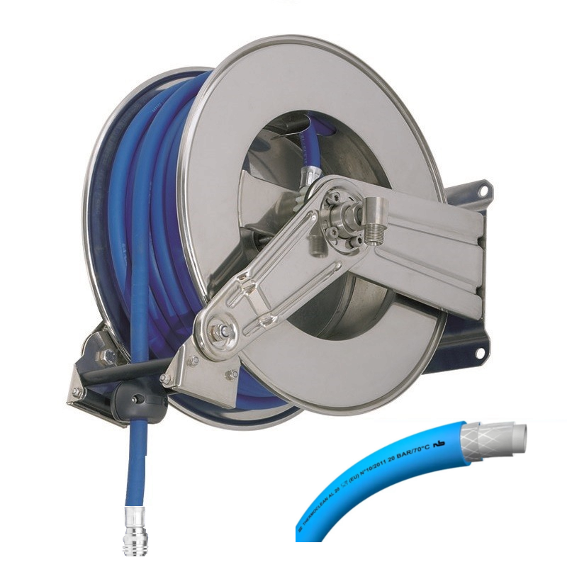 Enrouleur automatique Agroalimentaire inox | Enrouleur automatique en inox avec Tuyaux 1/2" 20 bar 70°C | OMP-37118-AL10_1