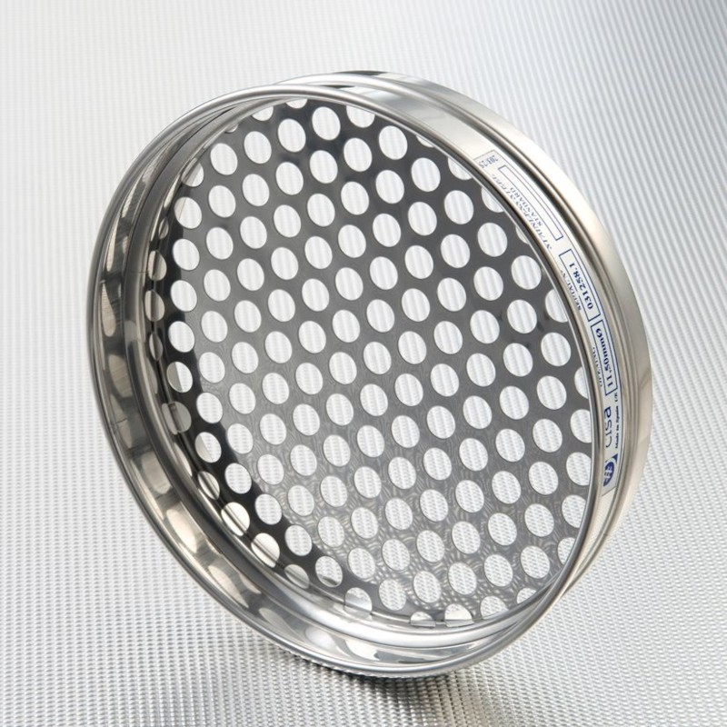 Tamis d'analyse inox  | Tamis d'analyse Ø 200 mm x Hauteur 25 mm trous ronds 4 à 125 mm | 0707441_1