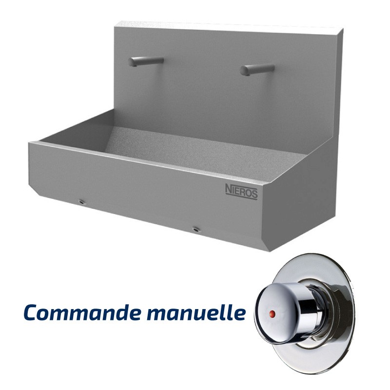 Lave-mains collectif | Lave mains collectif inox mural avec commande TEMPOSTOP de 2 à 6 postes | NIE-2530-022