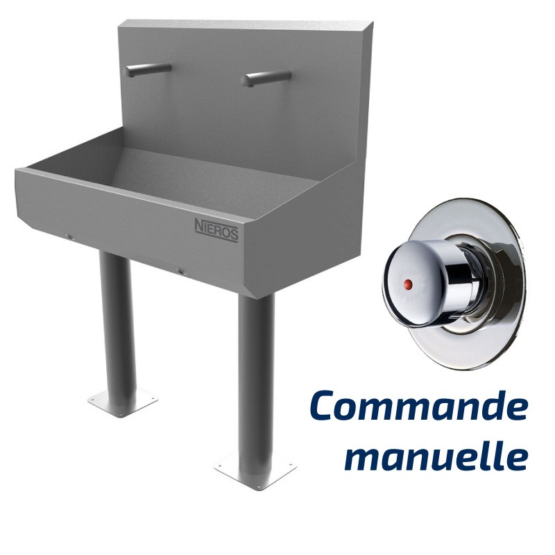 Lave-mains collectif | Lave mains collectif inox sur pieds avec commande TEMPOSTOP | NIE-2530-024_1