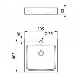 Plan vasque à poser UNITO noir mat avec trou de robinetterie DELABIE 121810BK