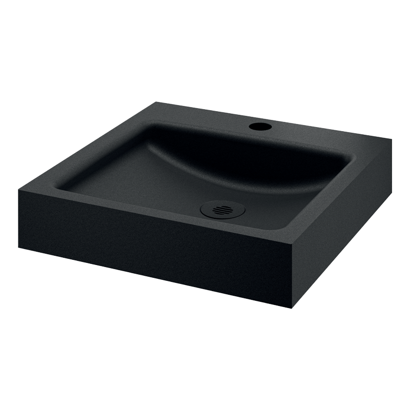 Lavabo suspendu UNITO noir mat avec trou de robinetterie DELABIE 121830BK