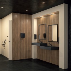 Lavabo suspendu UNITO noir mat avec trou de robinetterie DELABIE 121830BK