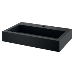 Lavabo suspendu AQUEDUTO noir mat avec trou de robinetterie DELABIE 121150BK