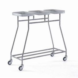 Poubelle porte-sac | Hammerlit Chariot porte sac poubelle et linge 3 ouvertures | ZAR-W365