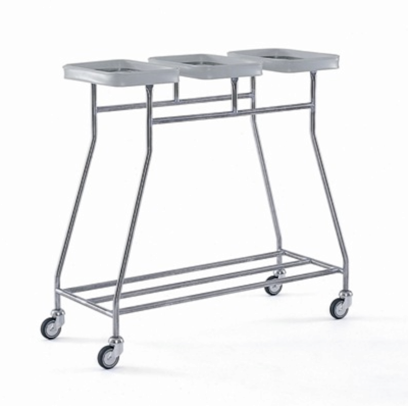 Poubelle porte-sac | Hammerlit Chariot porte sac poubelle et linge 3 ouvertures | ZAR-W365