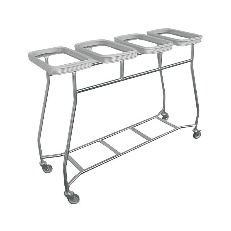 Poubelle porte-sac | Hammerlit Chariot porte sac poubelle et linge 4 ouvertures | ZAR-W465