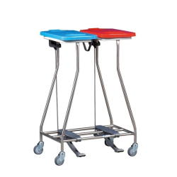 Poubelle porte-sac | Hammerlit Chariot porte sac poubelle et à linge avec pédales 2 ouvertures | ZAR-W265LT