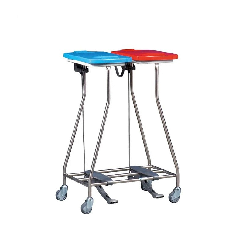 Poubelle porte-sac | Hammerlit Chariot porte sac poubelle et à linge avec pédales 2 ouvertures | ZAR-W265LT
