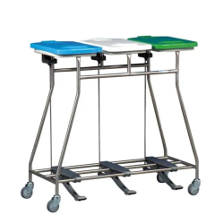 Poubelle porte-sac | Hammerlit Chariot porte sac poubelle et à linge avec pédales 3 ouvertures | ZAR-W365LT
