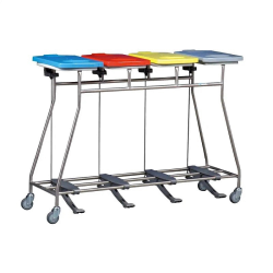 Poubelle porte-sac | Hammerlit Chariot porte sac poubelle et à linge avec pédales 4 ouvertures | ZAR-W465LT