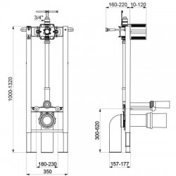 Plan bâti support en applique TEMPOFIX 3 pour WC DELABIE 564060
