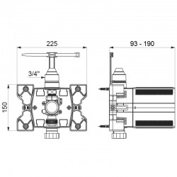 Plan boîtier d'encastrement étanche pour TEMPOFLUX 3 WC DELABIE 763BOX