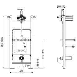 Bâti support pour urinoir à flexible 1/2" TEMPOFIX 3 DELABIE 543006D