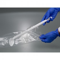 Consommable de laboratoire | Cuillère d'échantillonnage coudée poignée longue à usage unique PEHD Bürkle | BUR-5379-0023
