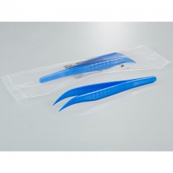 Consommable de laboratoire | Pincette à usage unique bleue pointue/coudée PS Burkle | BUR-5378-1050_1
