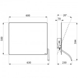 Plan miroir inclinable avec levier long ergonomique DELABIE 510201N dimensions 500 x 600 mm