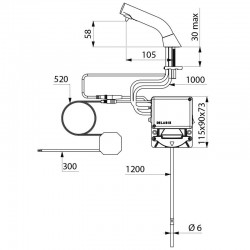 Distributeur de savon automatique sur vasque Tube souple BINOPTIC DELABIE 512121BK