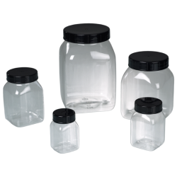 Pot à col large carré transparent de 50 à 1000 ml PETG Burkle