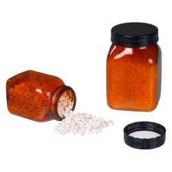 Pot à col large carré brun-transparent de 100 et 200 ml PVC Burkle