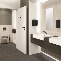 Porte-balai mural WC avec brosse et couvercle DELABIE 4051BK