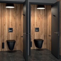 Porte-balai mural WC avec brosse et couvercle DELABIE 4051BK