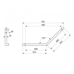 Barre de maintien coudée 135° Be-Line® noir mat 400 x 400 mm DELABIE 511982BK