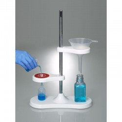 Support tubes à essais et pipettes | Support entonnoir pour deux entonnoirs PP Burkle 9622-0200 | BUR-9622-0200