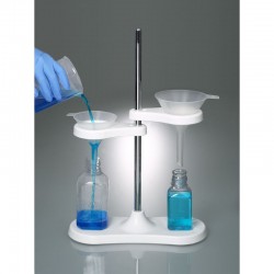 Support tubes à essais et pipettes | Support entonnoir pour deux entonnoirs PP Burkle 9622-0200 | BUR-9622-0200